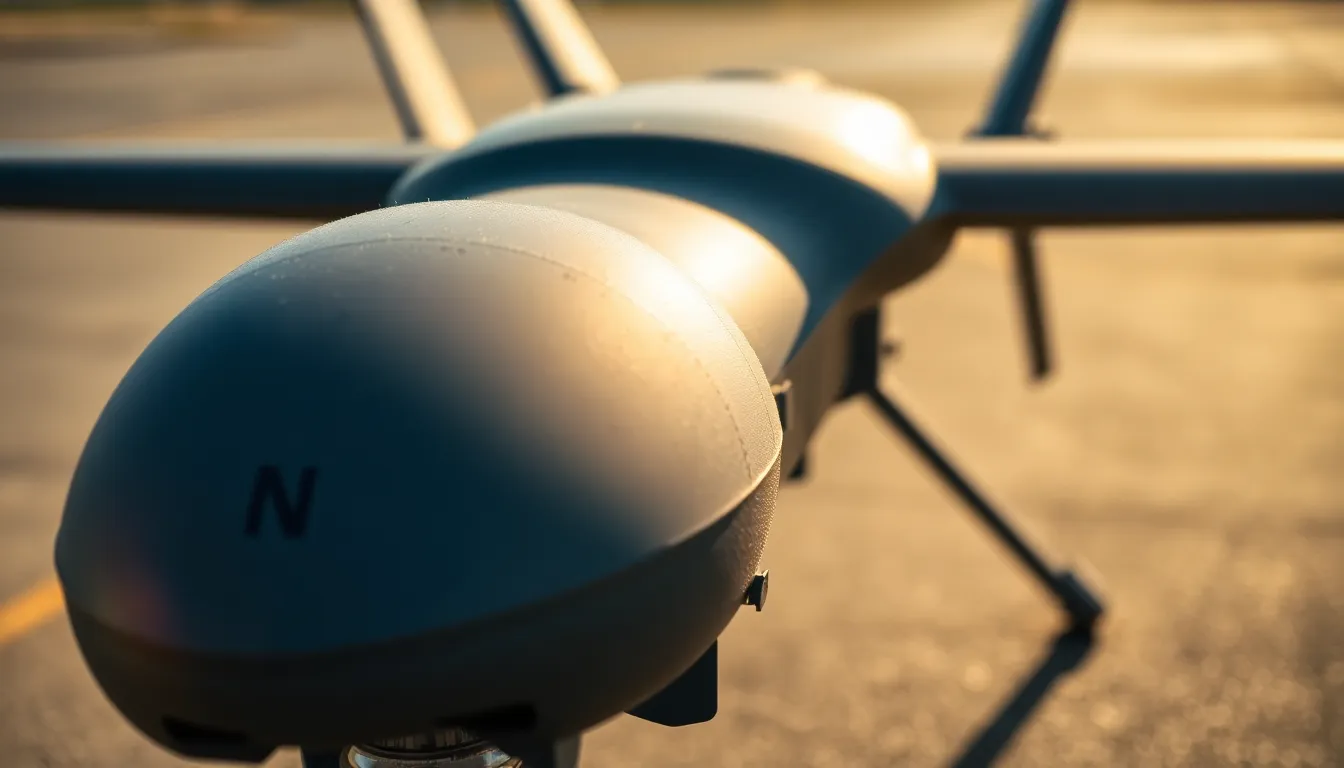 Close-Up of Military Drone on Tarmac
