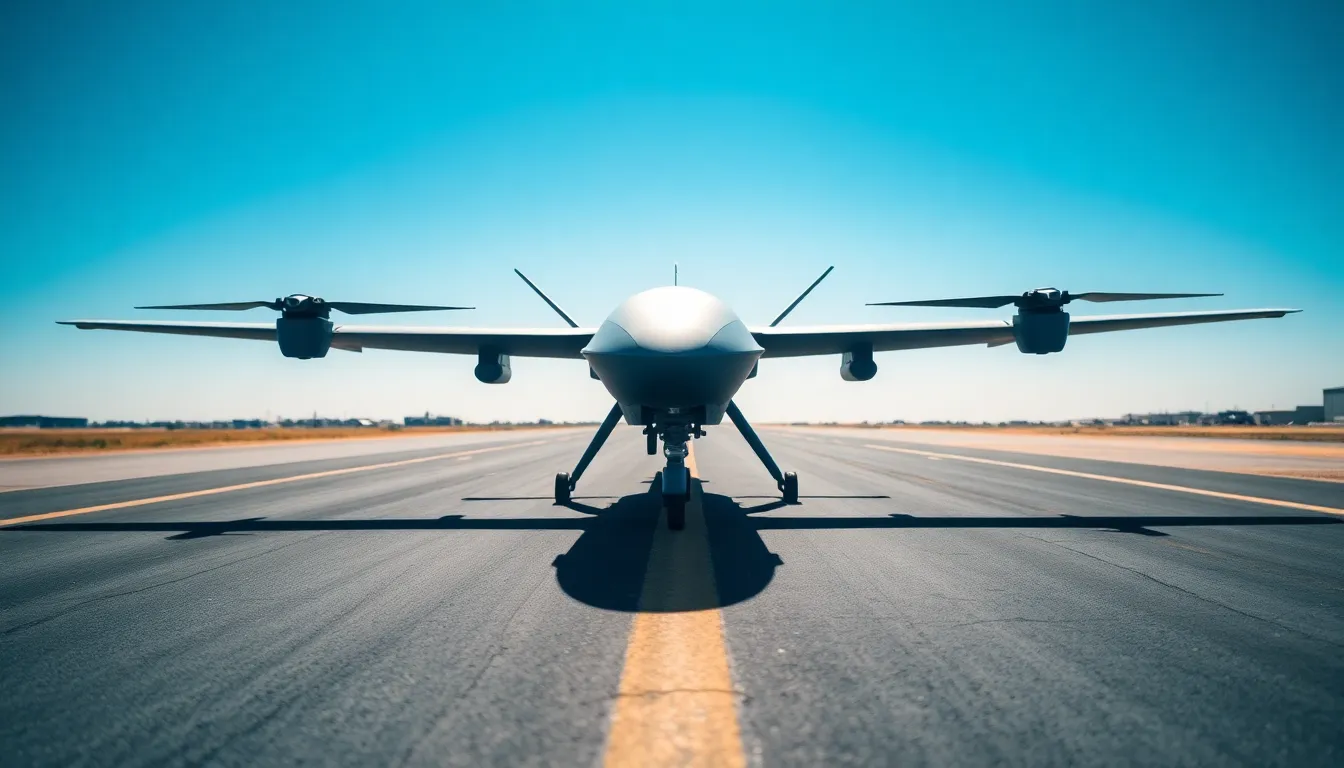Military Drone Preparing for Takeoff