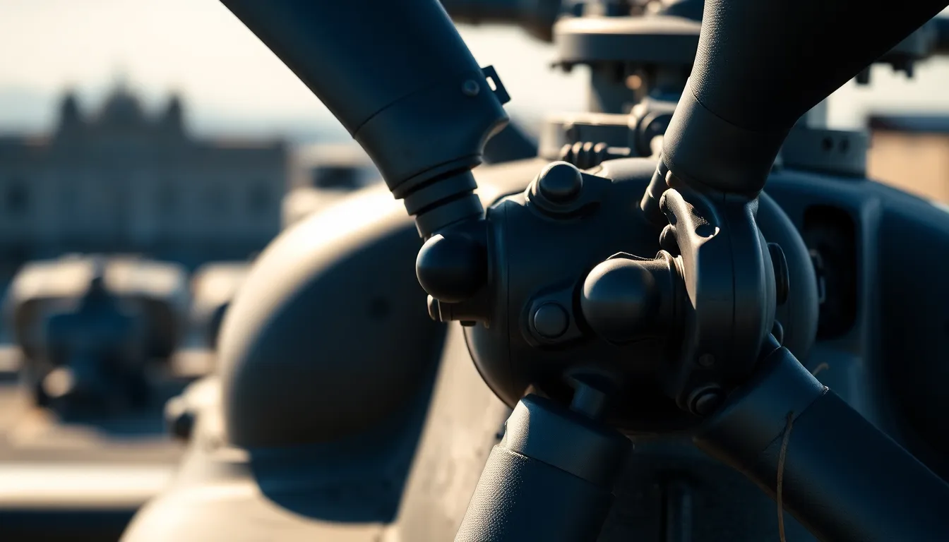 Close-Up of Military Helicopter Rotor Detail