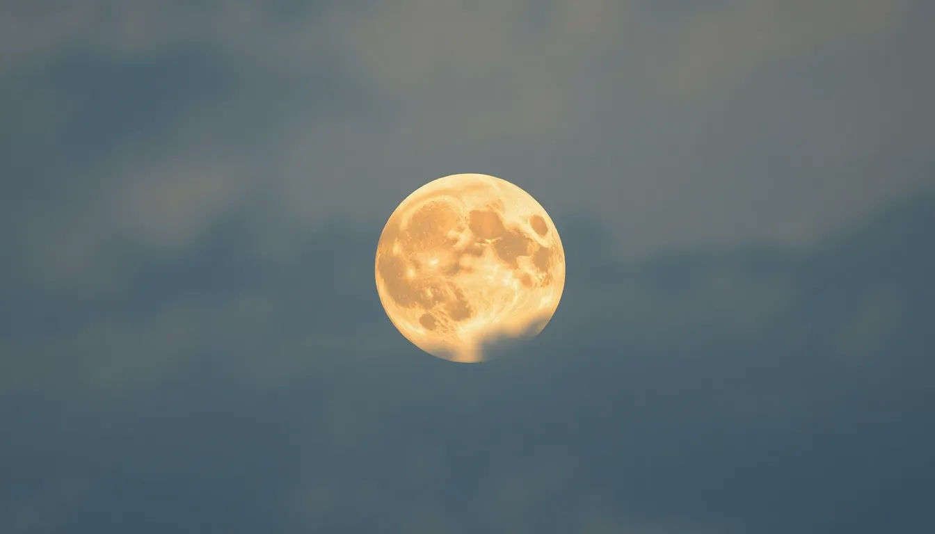 A stunning image of the moon captured during a cloudy day, showcasing intricate lunar craters and surface details illuminated by soft diffused daylight. The gentle gray hues contrast beautifully with the overcast sky, creating a serene and tranquil atmosphere. This photograph emphasizes the moon's majesty and texture, drawing the viewer's eye to its natural beauty.