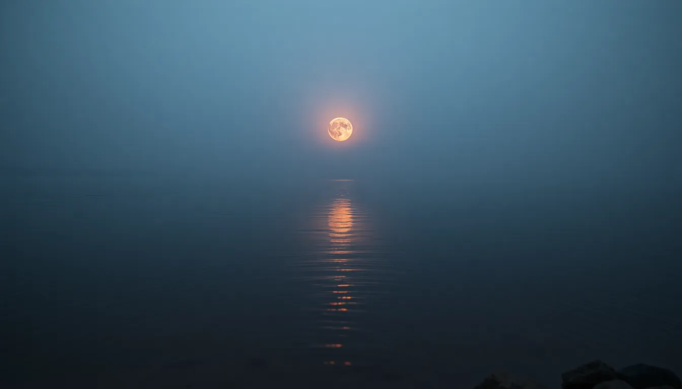 Blood Moon Reflection Over Lake