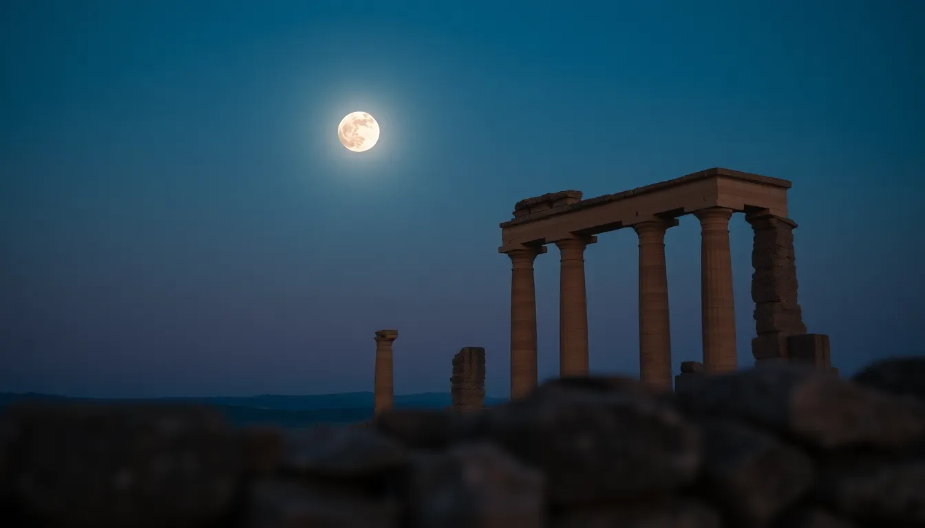 Moonlit Ruins at Dusk
