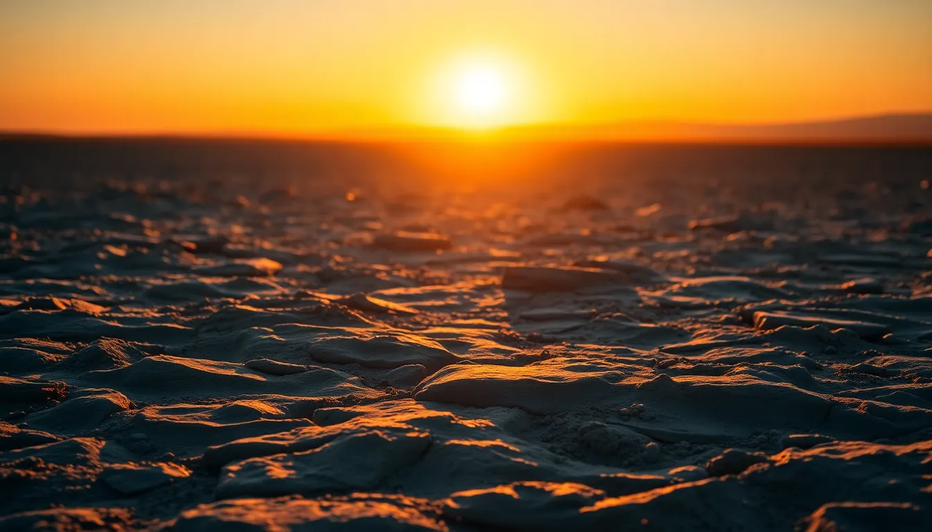 Golden Hour Over Rugged Lunar Landscape