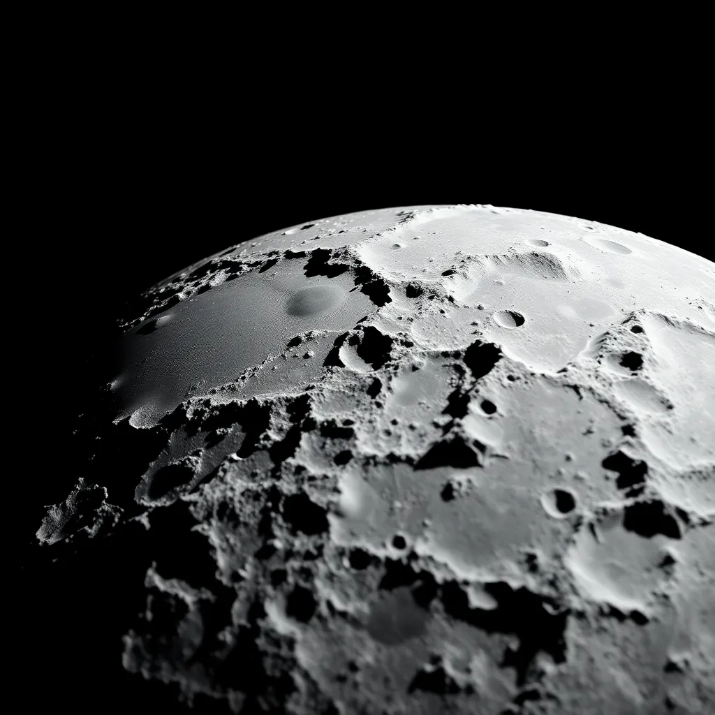 Lunar Surface Close-Up Under Moonlight