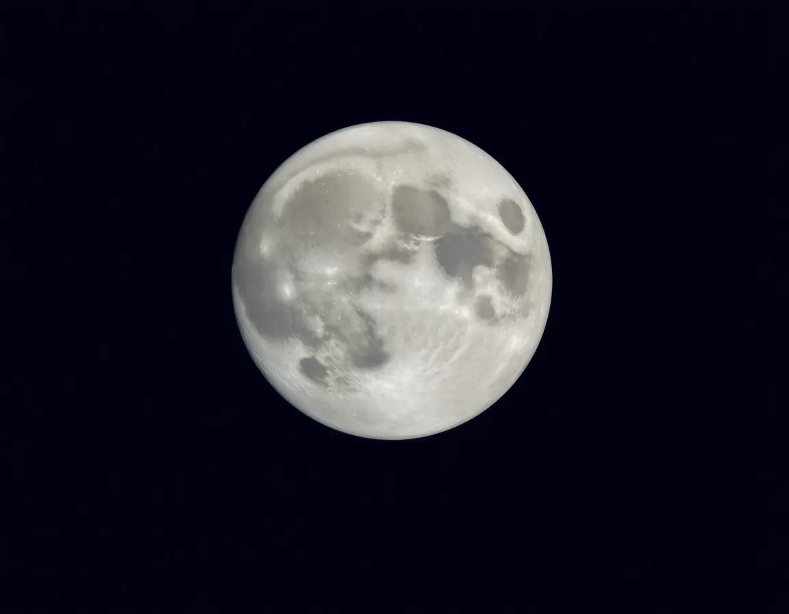 Detailed View of Moon's Surface at Night