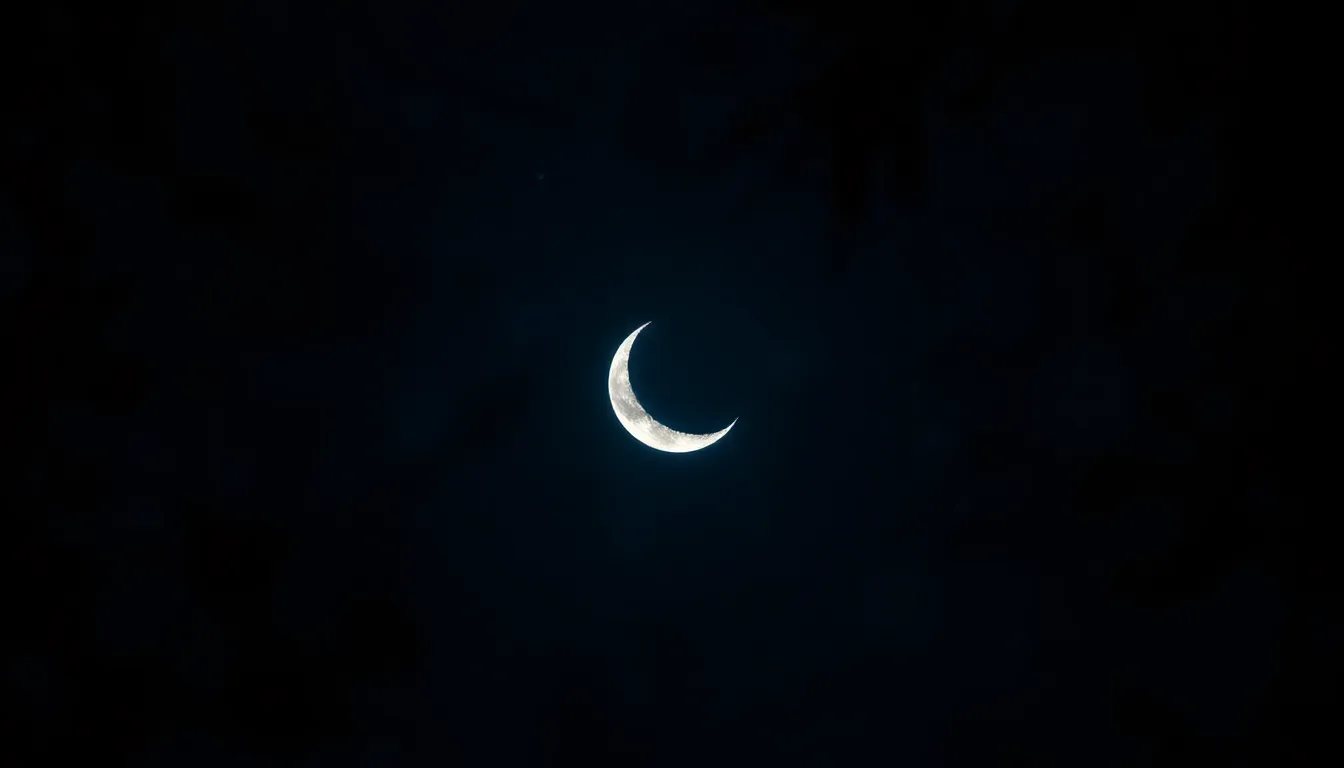 Crescent Moon in Starry Night Sky