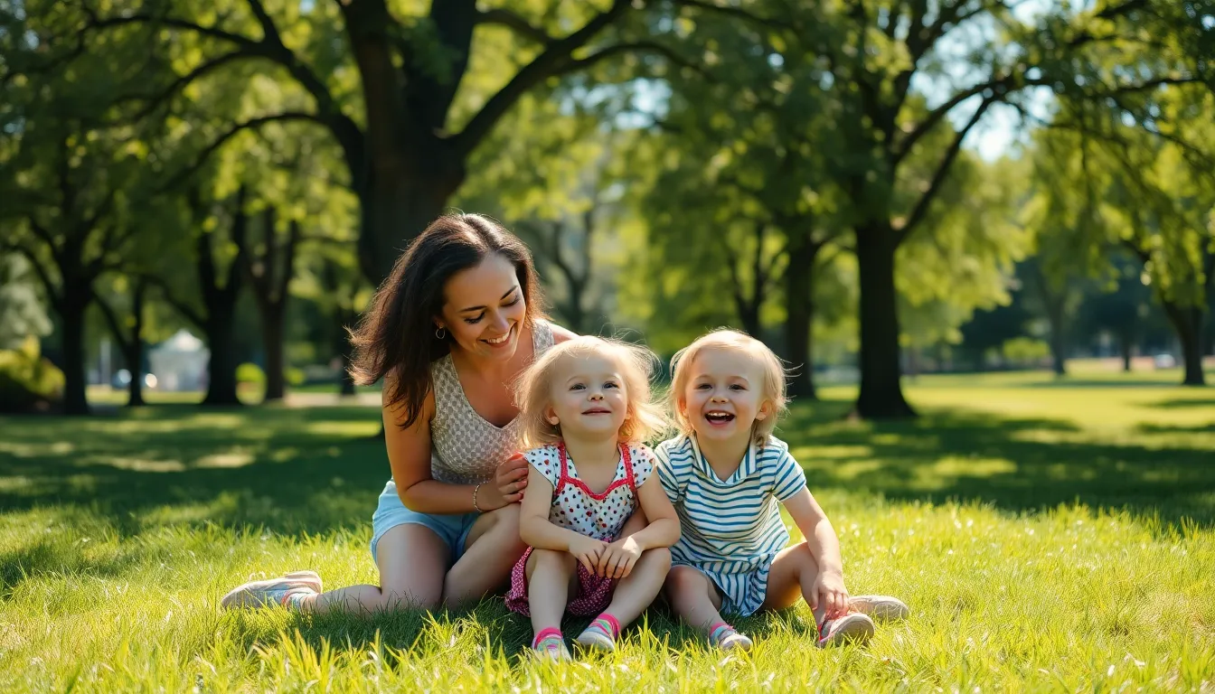 Family Playing Together in Sunny Park