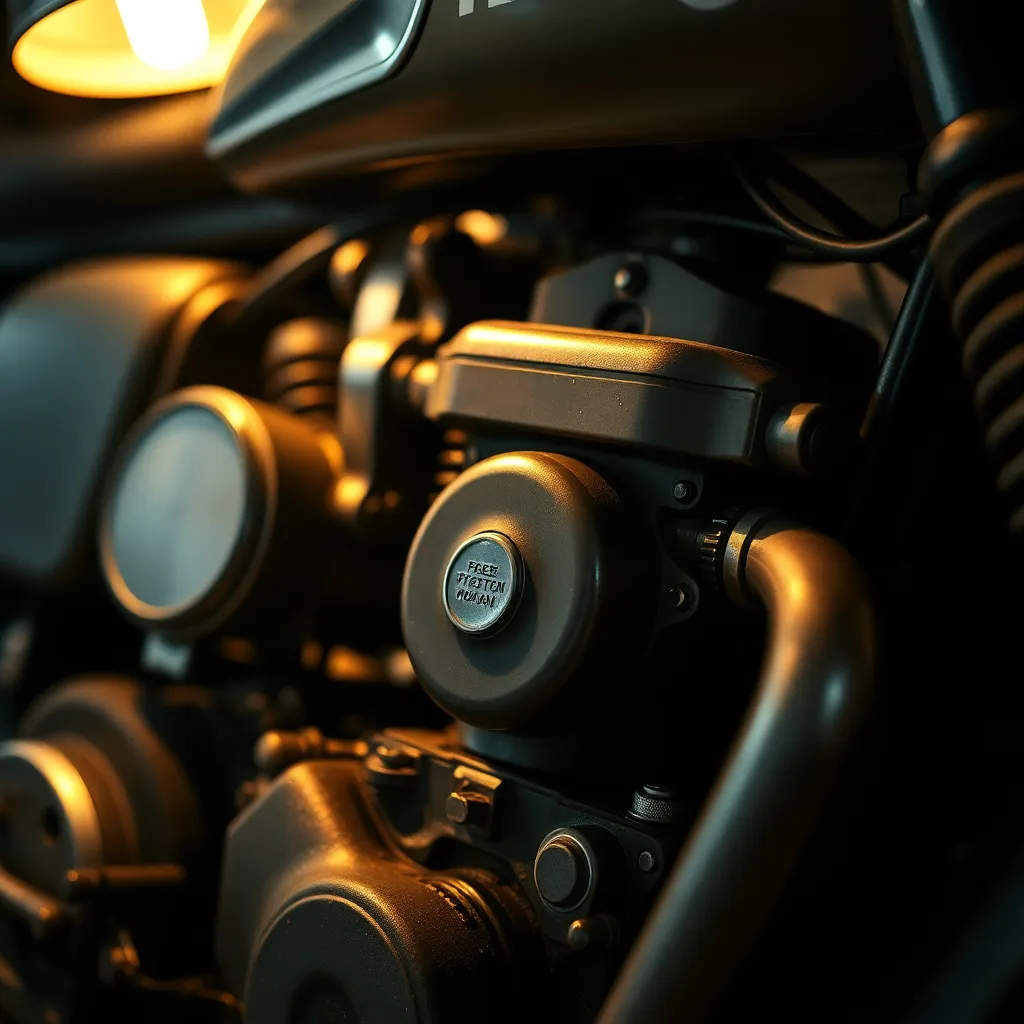 Close-Up of Vintage Motorcycle Engine Details