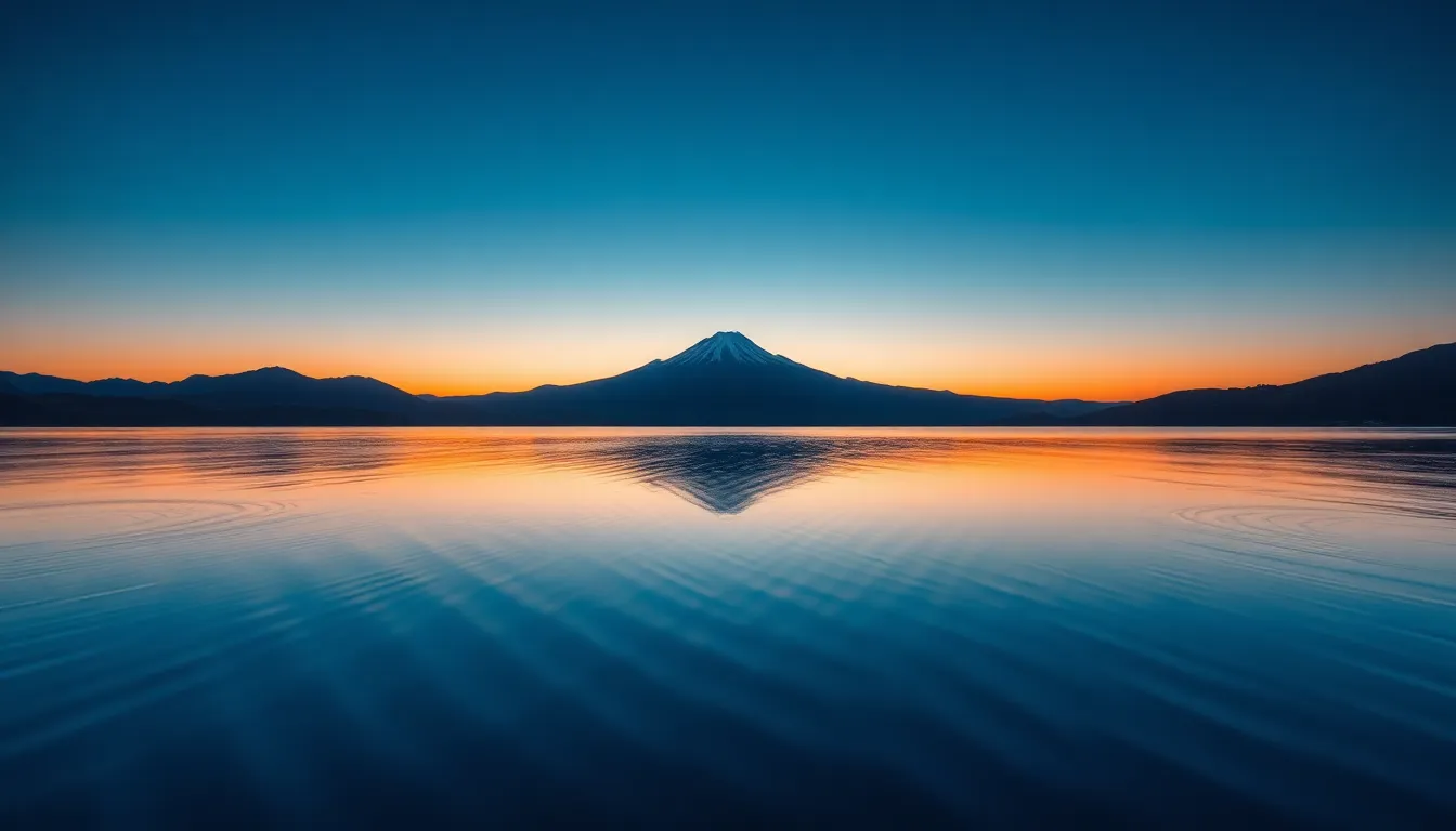 Tranquil Mountain Lake in Japan