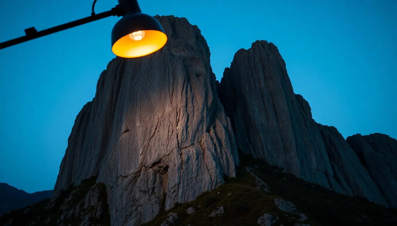 Dramatic Mountain Rock Formation at Dusk