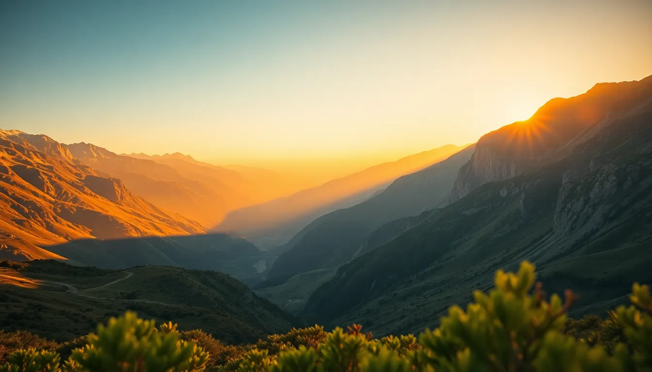 Miniature Effect Mountain Vista at Golden Hour