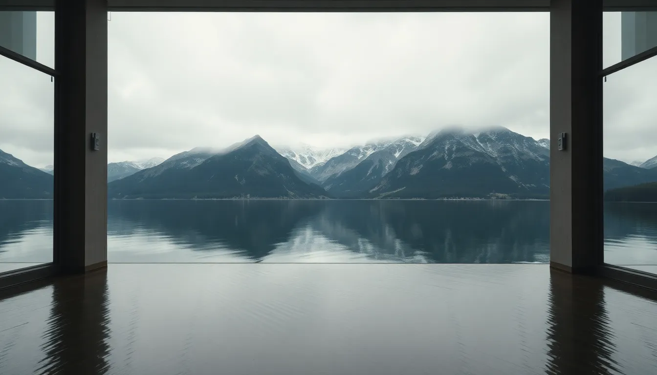 Snowy Mountain Landscape Under Overcast Sky
