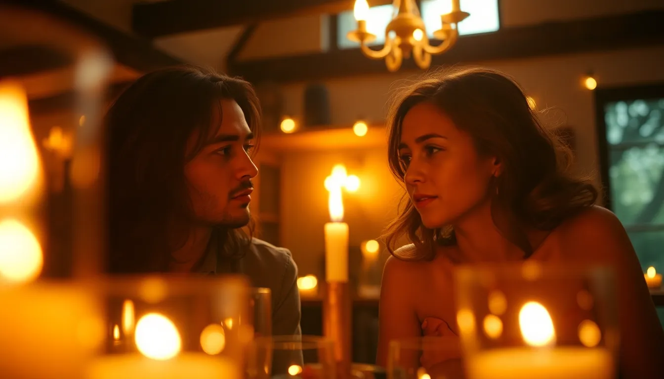 A captivating scene illuminated by the warm glow of candlelight, creating an intimate atmosphere perfect for film. The shallow depth of field ensures the foreground elements are sharp while the background gently blurs into a creamy bokeh. Utilizing the Kodak Portra 400 color palette enhances the warm tones, bringing life to the textures of aged wood and glass. The composition adhering to the rule of thirds directs focus to a cinematic element, evoking a sense of narrative.