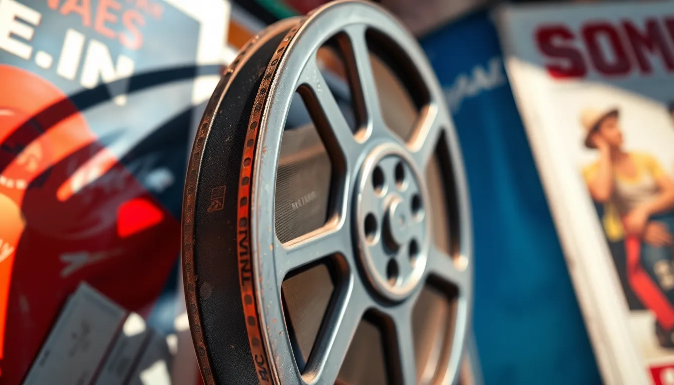 Classic Film Reel and Vintage Posters