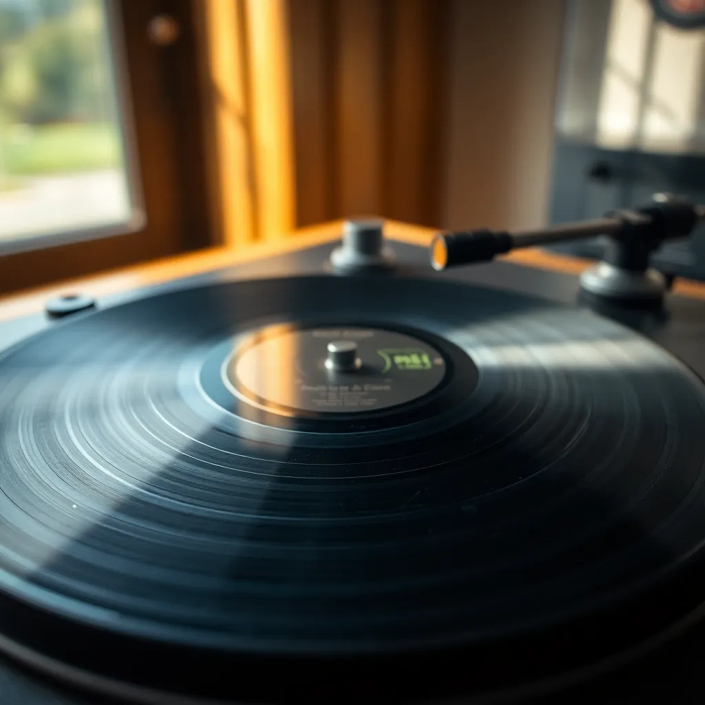 Vintage Vinyl Record on Turntable