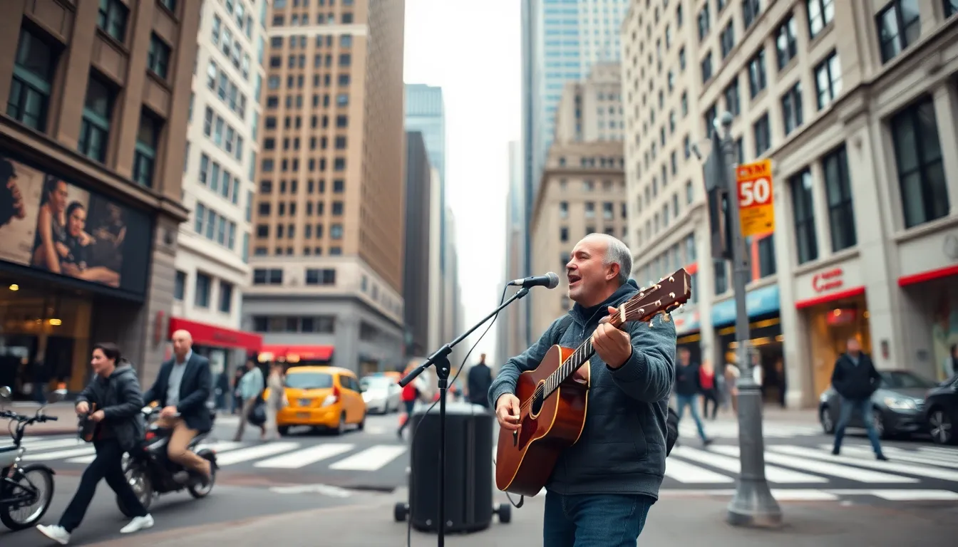 Street Musician Performing in City