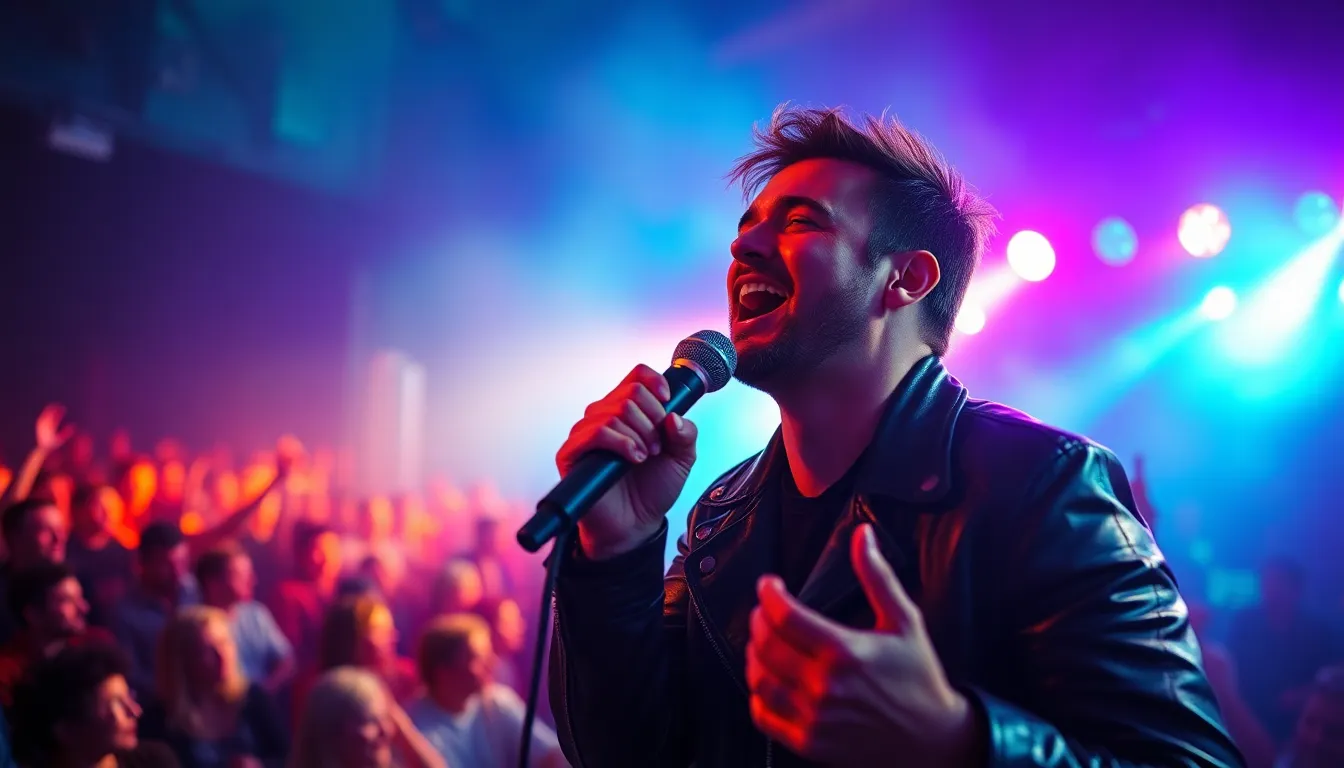 Energetic Live Performance of a Singer