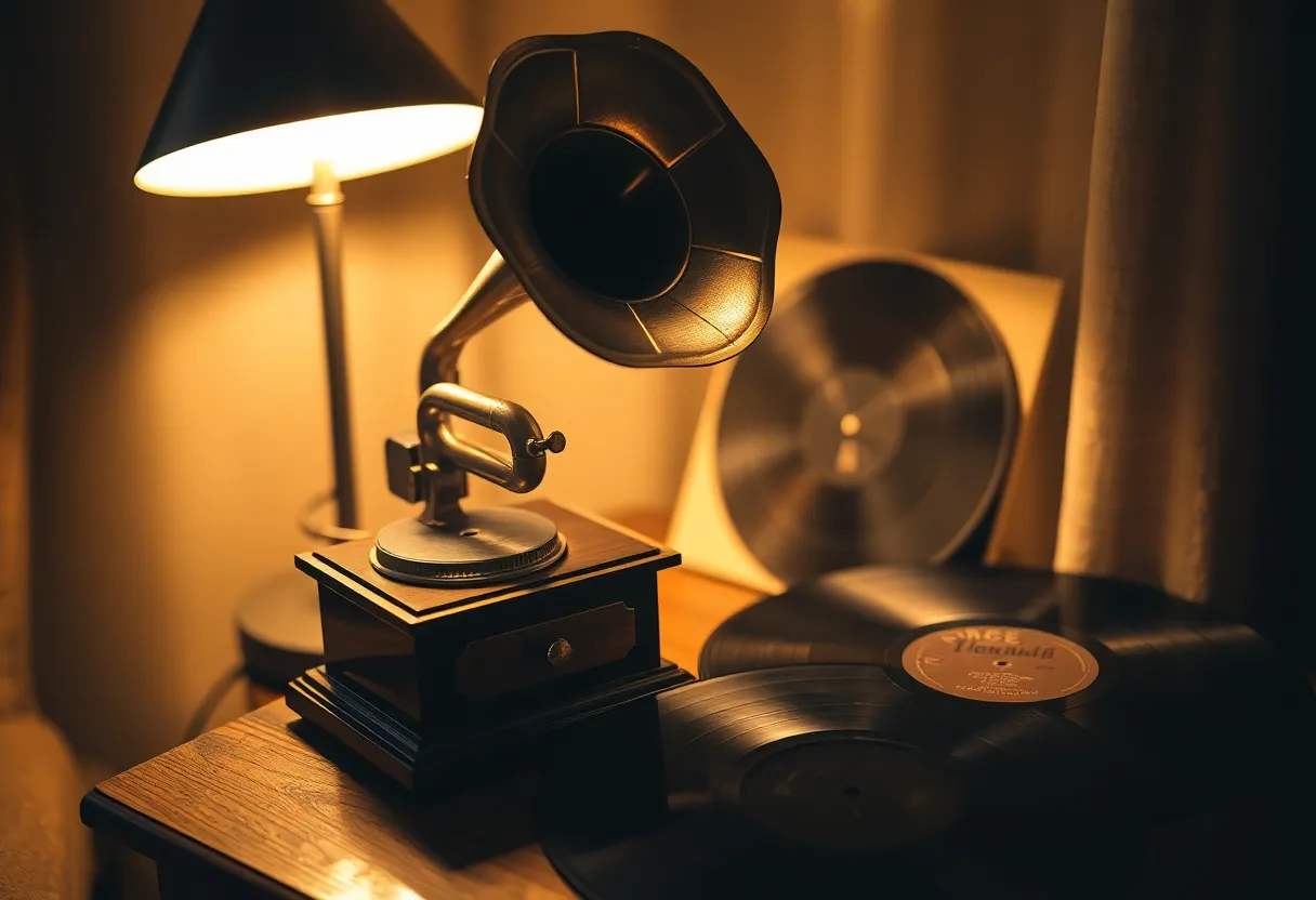 Antique Gramophone and Vintage Vinyl Record