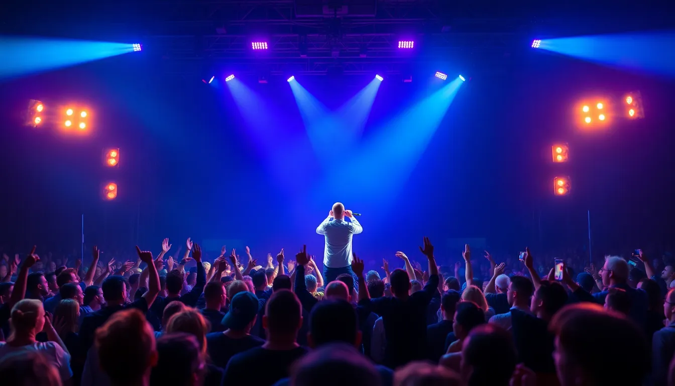 Energetic Singer Performing Live on Stage