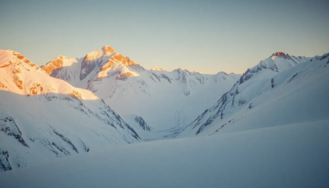Dramatic Snow-Covered Mountain Range Under Stormy Sky This stunning landscape captures a snow-covered mountain range beneath a dramatic, stormy sky, where dappled sunlight breaks through the ominous clouds. The image conveys a sense of grandeur and impending weather, with rich blues and greys enhancing the atmospheric feel. Every detail, from the foreground snowdrifts to the towering peaks, is in crisp focus, inviting viewers into the wilderness. Ideal for adventure and nature-themed imagery, this photograph showcases the raw beauty of winter landscapes.