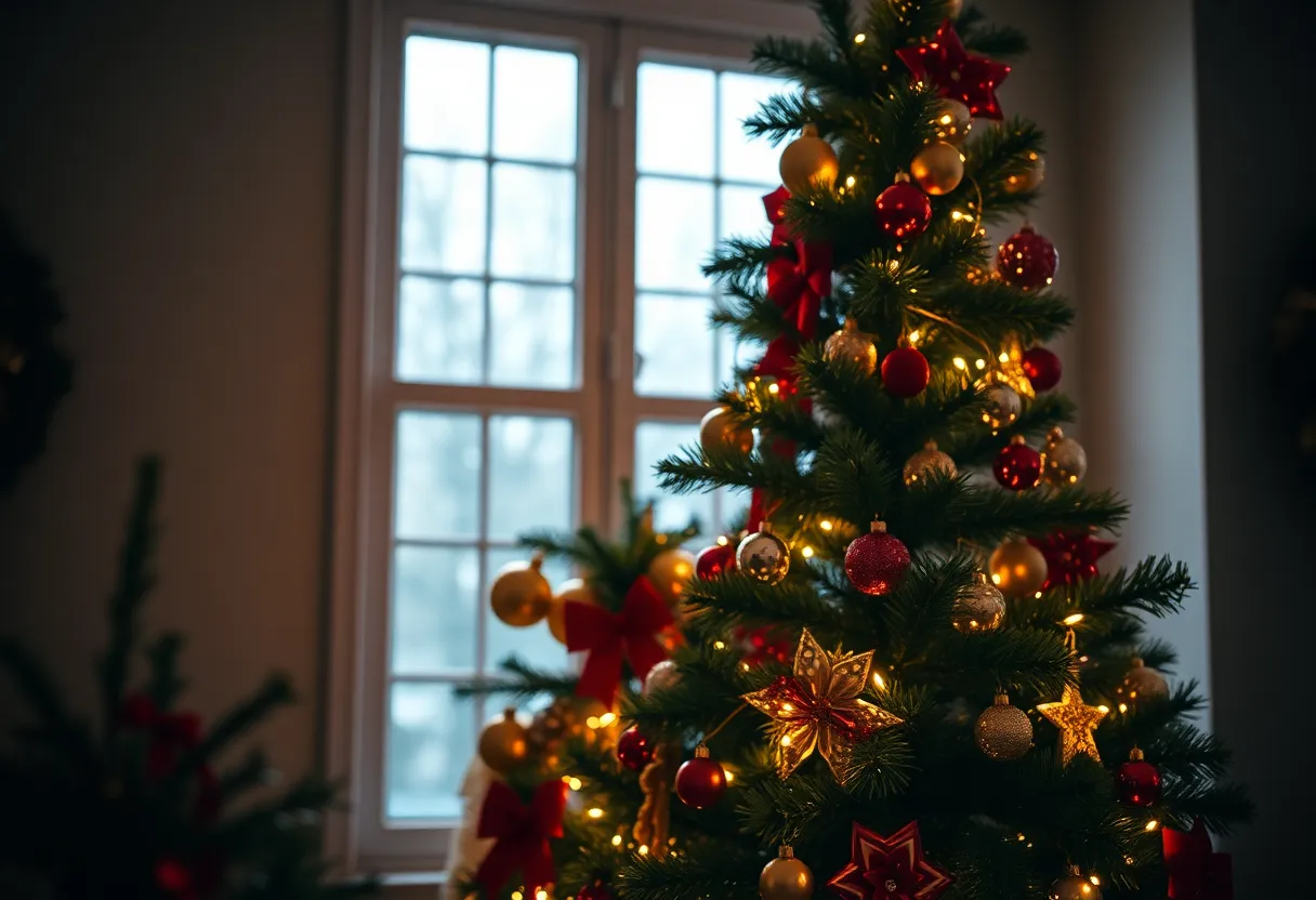 Festive New Year's Tree Decoration Scene