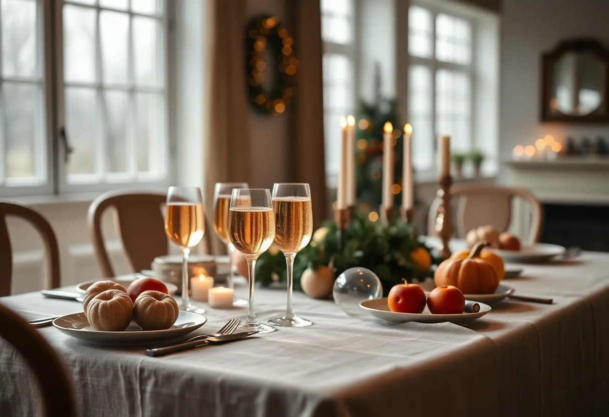 Festive New Year's Dinner Table Setting