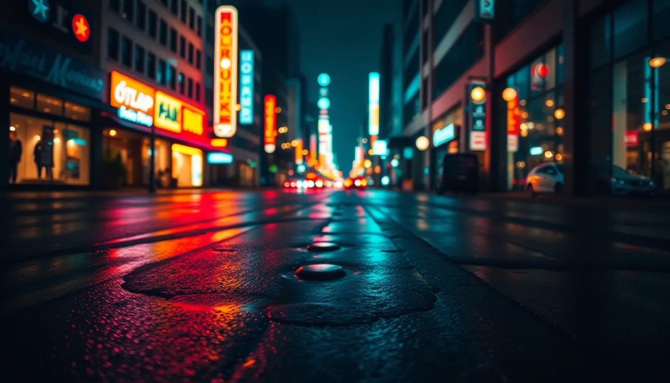 Vibrant Night Cityscape with Neon Lights