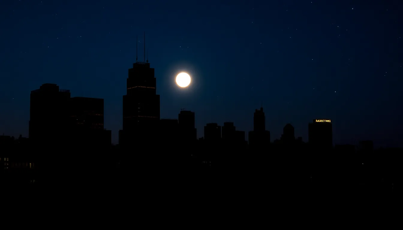 Starry Night City Skyline Silhouette