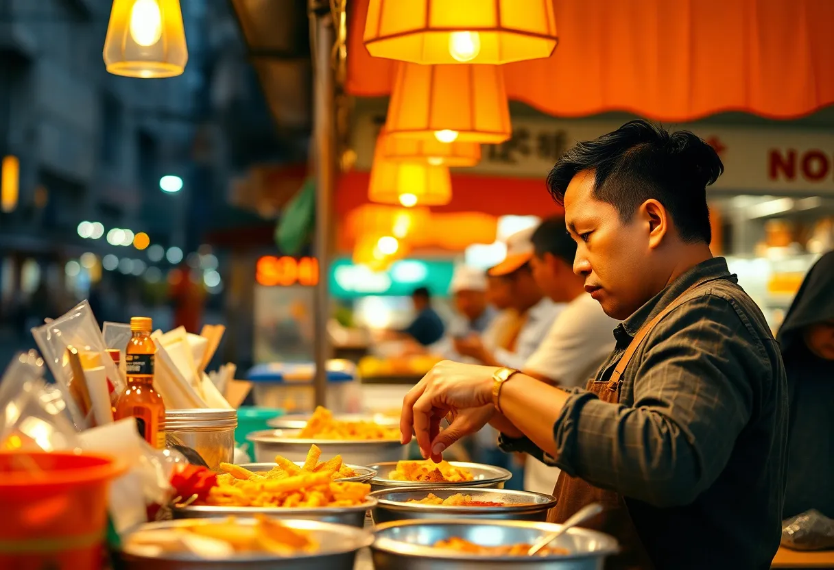 Night Street Food Stall Scene