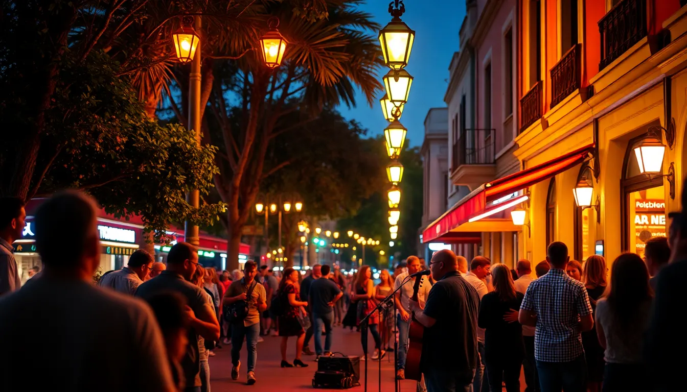 Musicians Performing at a Lively Street Corner