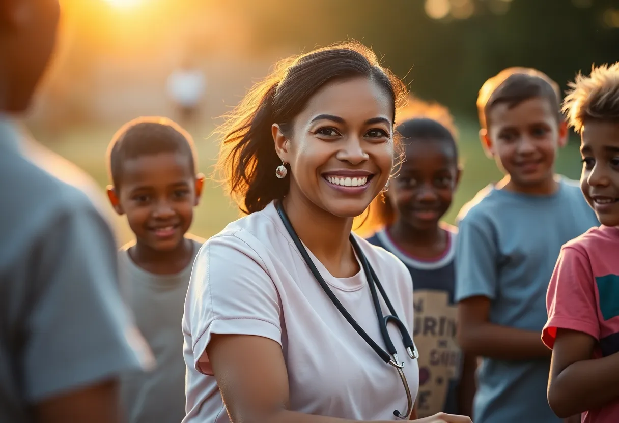 Nurse Engaging with Children in Care