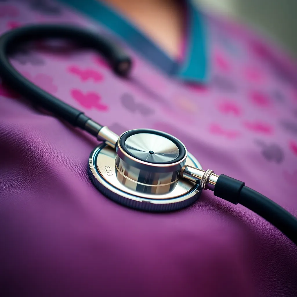 Stethoscope on Nurse's Colorful Scrubs