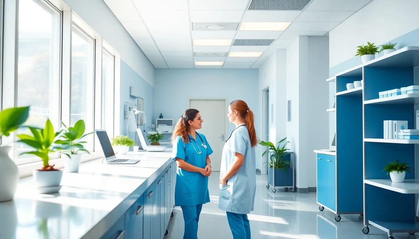 Nurses Collaborating at a Modern Nursing Station