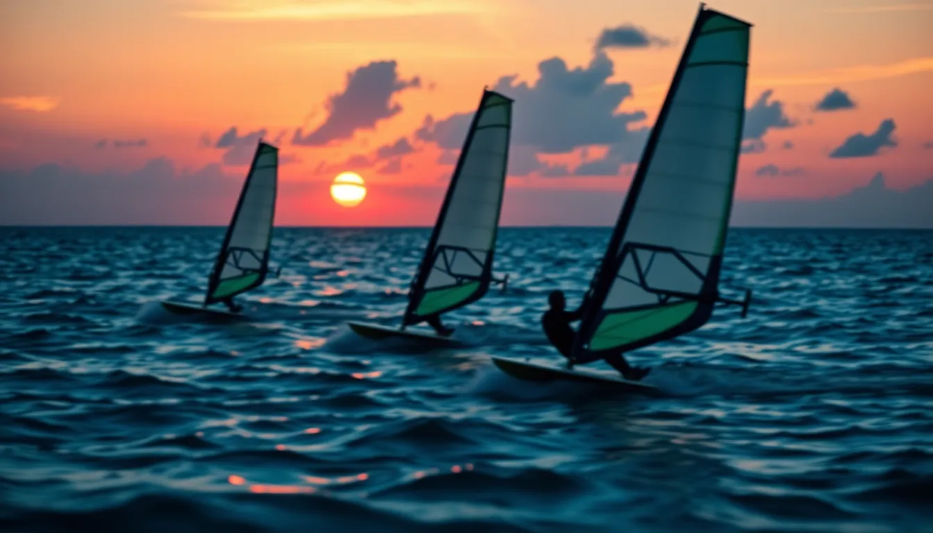 Windsurfers at Twilight