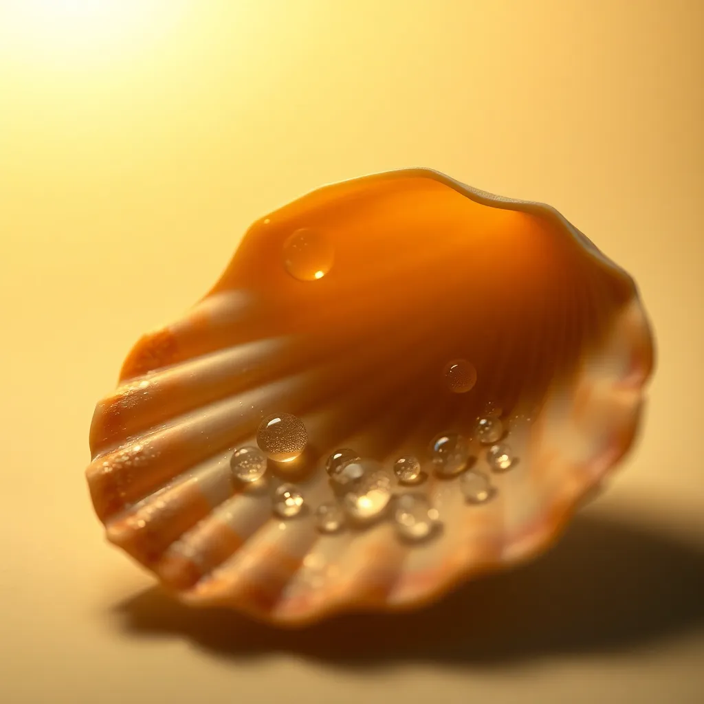 Close-Up of Seashell with Water Droplets