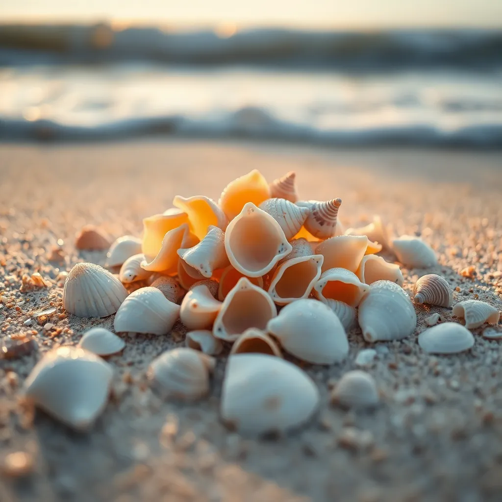 Seashells on the Beach at Dawn