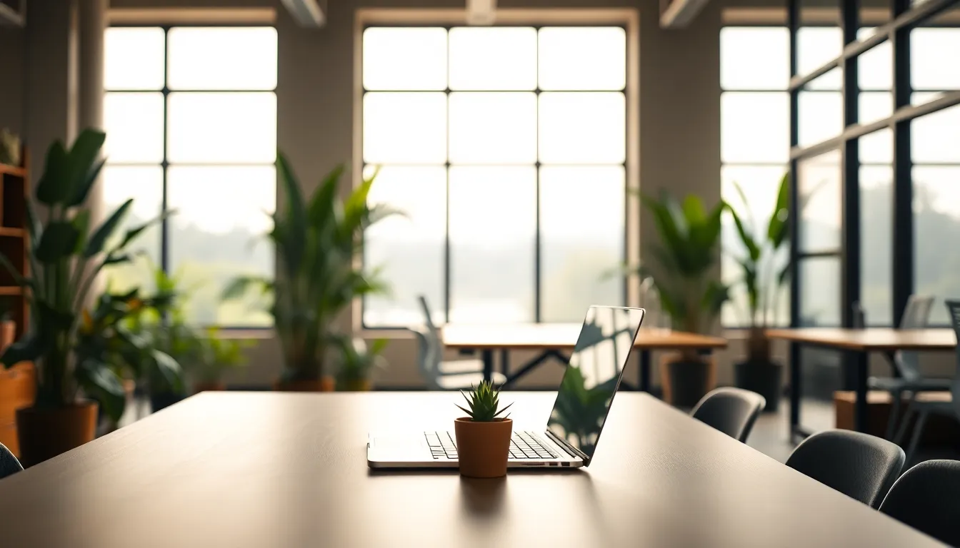 Modern Open Office Space with Indoor Plants