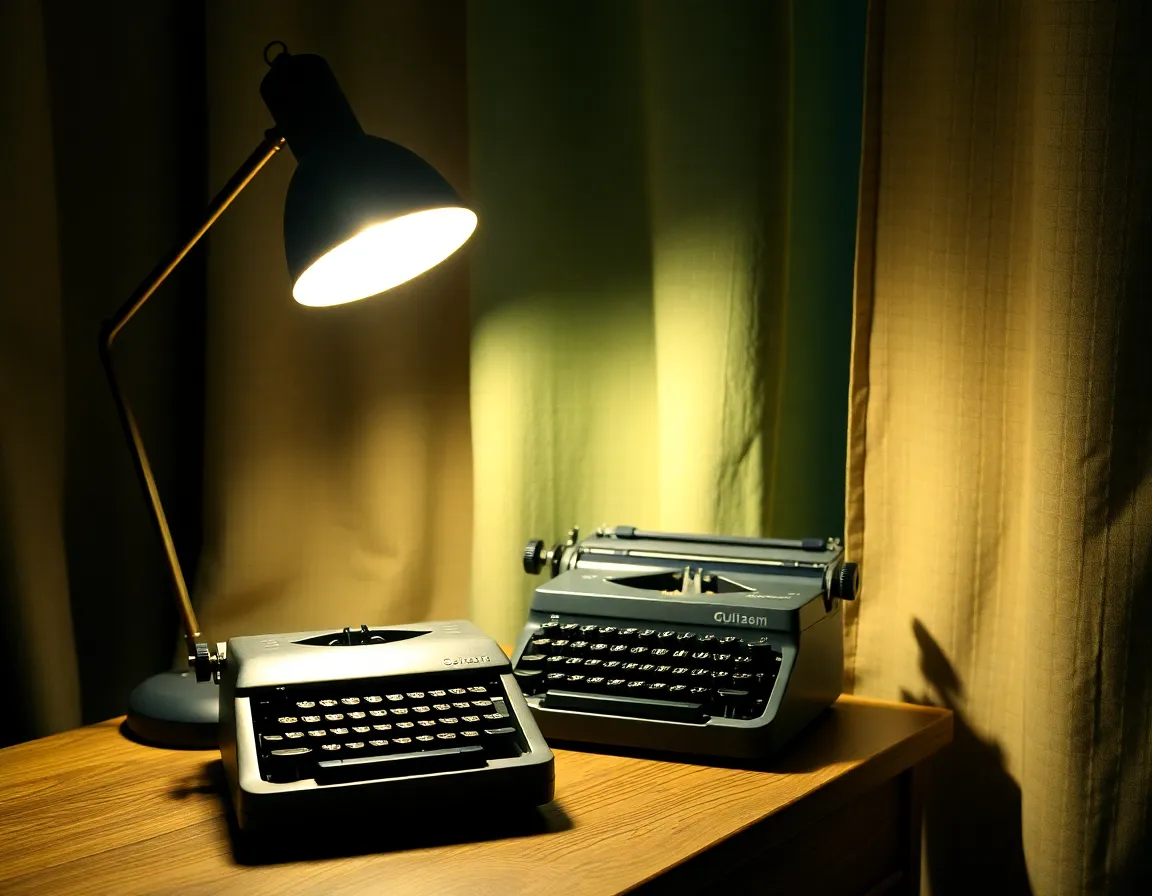 Vintage Typewriter on Rustic Desk