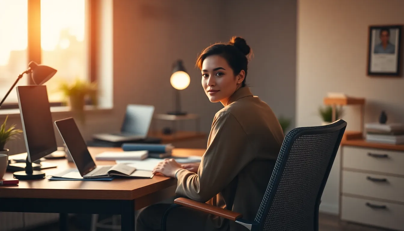 Professional Woman Working at Desk