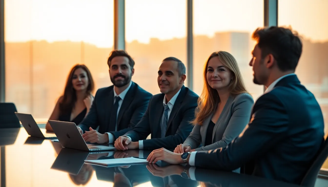 Business Meeting During Golden Hour