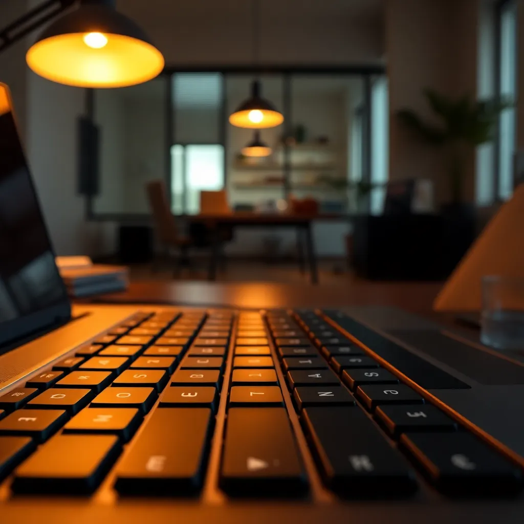 Modern Laptop Keyboard in Office