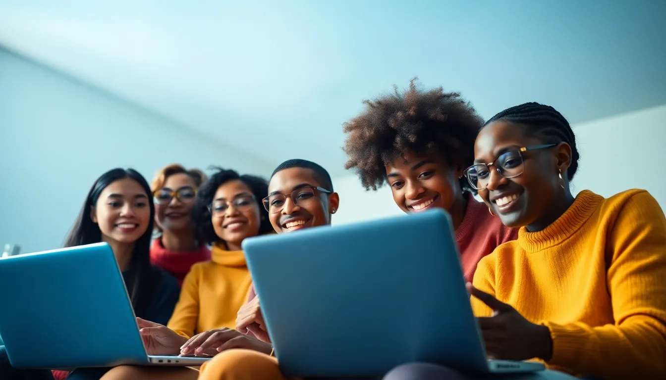 Diverse Students Collaborating in Online Workshop