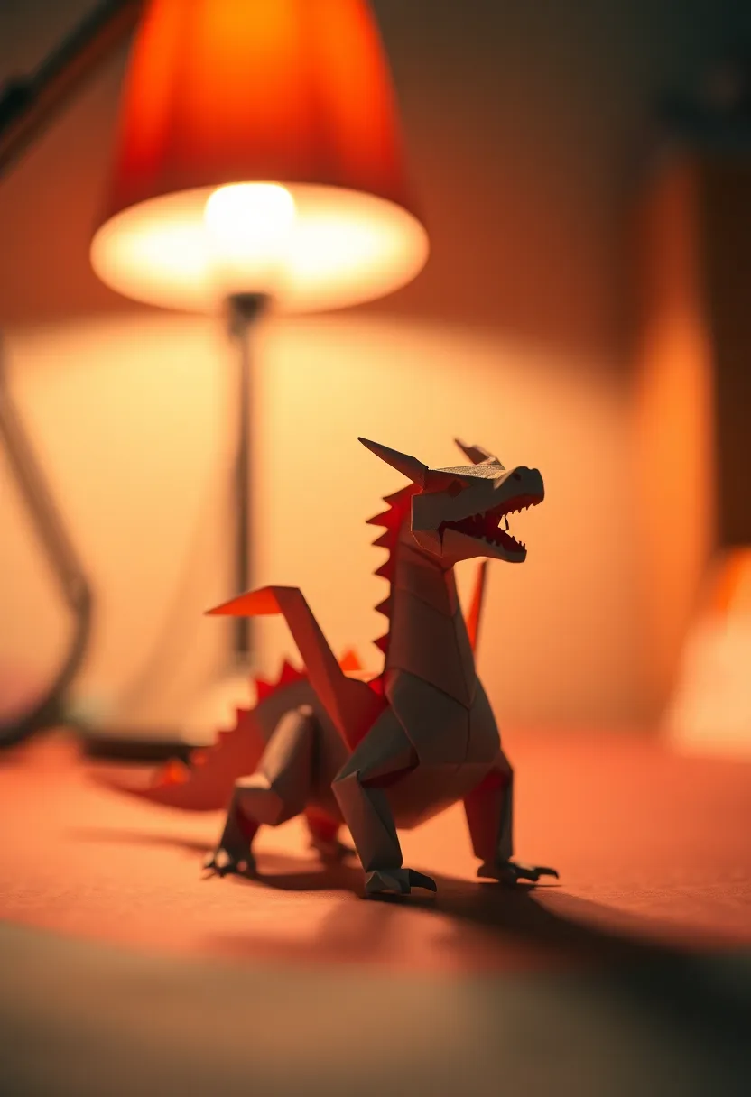 Handcrafted Origami Fox Under Warm Light