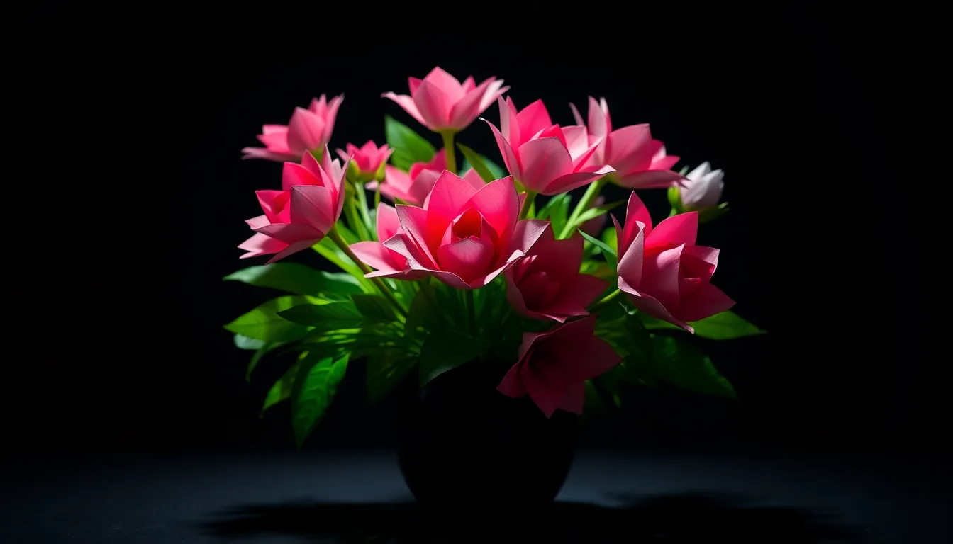 This enchanting image captures a large origami butterfly, its delicate paper wings illuminated by the warm glow of sunset. Set against a softly blurred background of wildflowers and grass, the butterfly's intricate folds and textures are highlighted, creating an ethereal atmosphere. The contrasting teal and orange tones evoke a sense of tranquility and wonder, making this piece a visual delight.