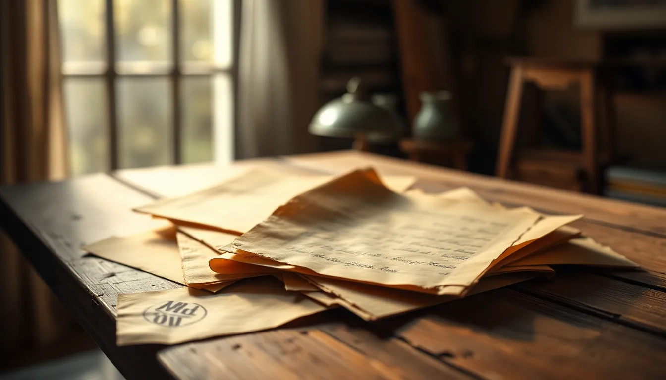 Vintage Paper on Rustic Table