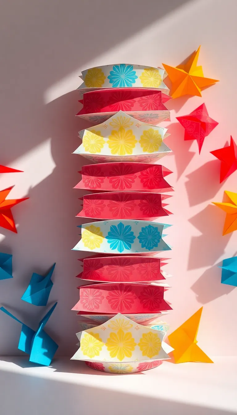 This image features a visually striking arrangement of overlapping magazine paper, showcasing a vibrant palette of reds, yellows, and blues. Captured under bright midday sun, the high contrast accentuates the colors and textures, while the hyperfocal depth ensures everything is crisp from foreground to background. Following the rule of thirds, the composition is dynamic and engaging, perfect for design and marketing themes.