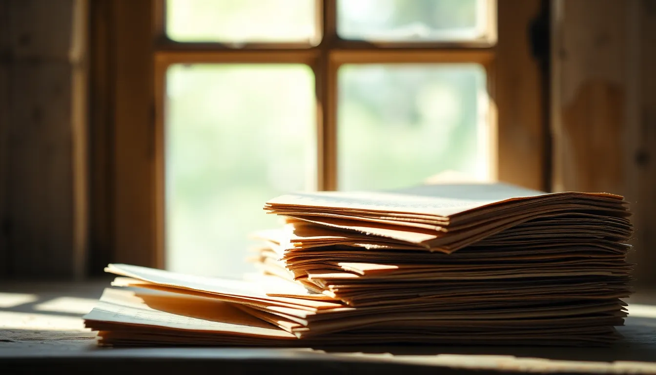 Aged Textured Papers in Natural Light