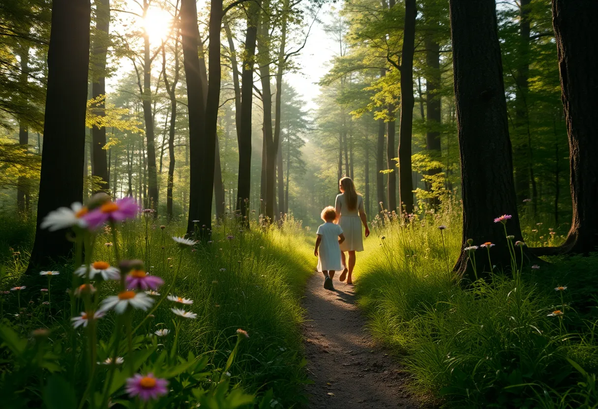 Mother and Child in Enchanted Forest