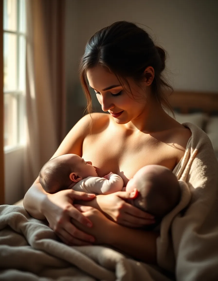 Tender Moment: Mother Breastfeeding Newborn