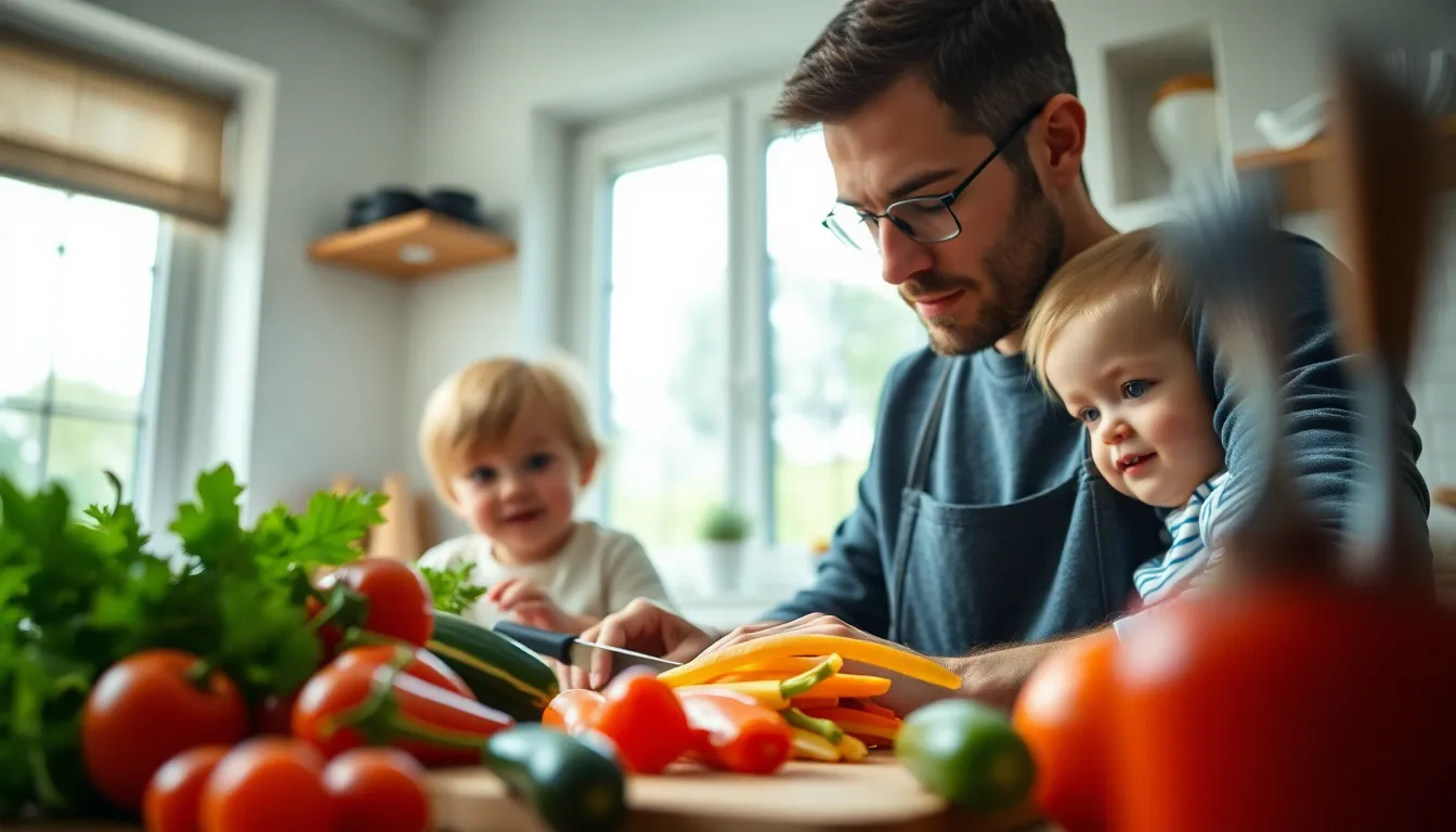Father and Toddler in the Kitchen: Cooking Together